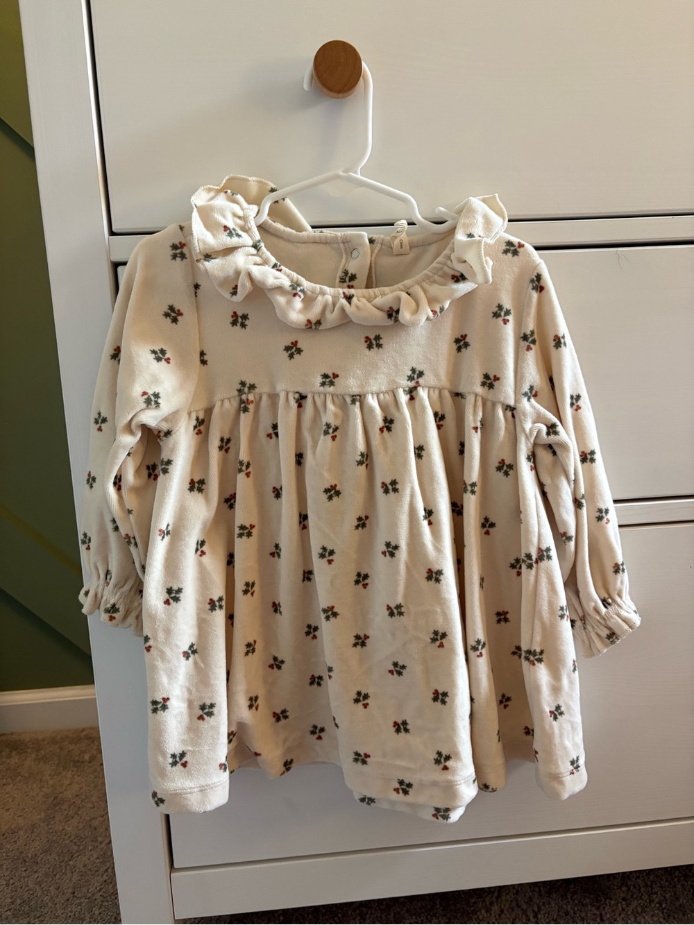 Cream Velour Toddler Dress